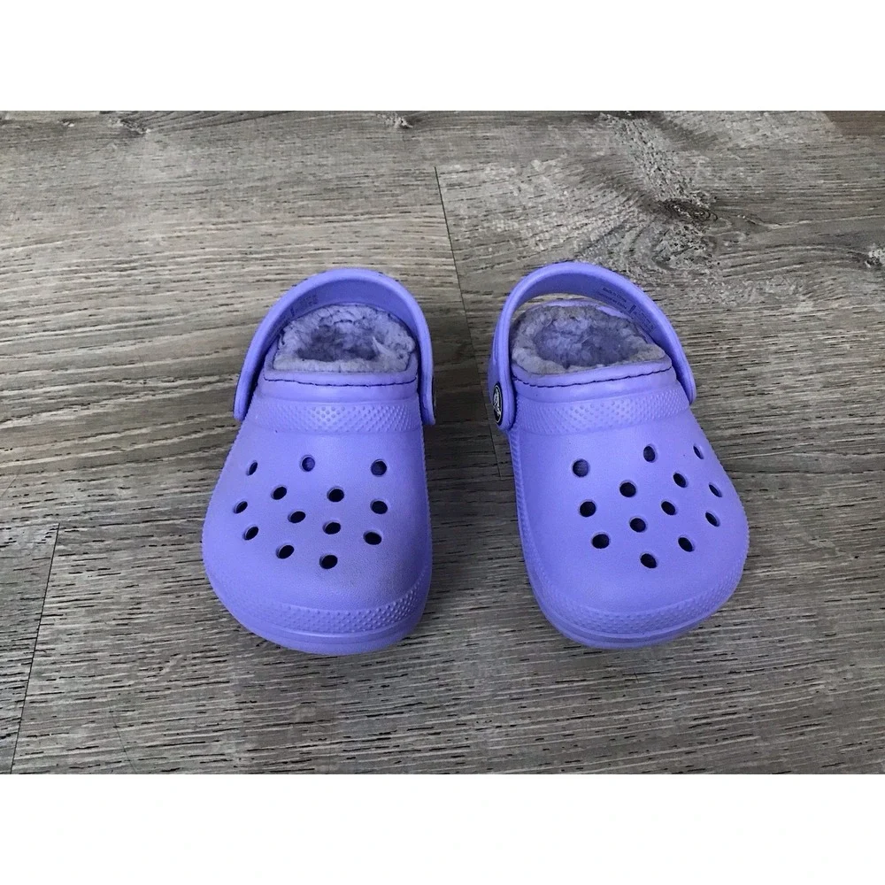 Crocs Unisex Kid's Size C4 Classic Lined Clog Lilac - US Kid's Slip On Shoes